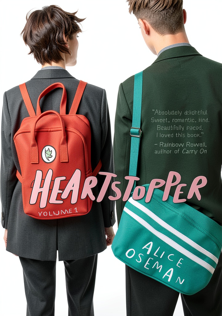 Heartstopper graphic novel opened on a tablet beside a notebook and coffee cup