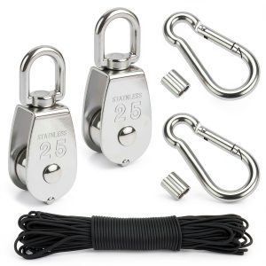 QWORK 25MM Pulley Block Stainless Steel Nylon Rigging-0