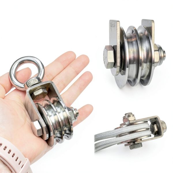 SHINICO Double Pulley Block 48MM Stainless Steel 4:1 Lifting-4