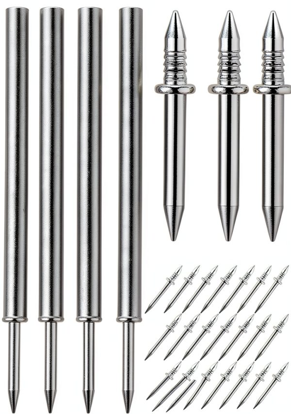 400 Pcs Invisible Double Headed Nails for Baseboards, No Mark Double Sided Nails for TrimDouble-Headed Nailss, Security Skirting Thread Seamless Nail Set, with 4 Pcs Specific Sleeve Tools-0