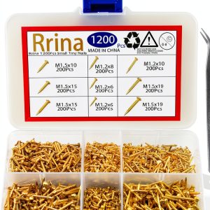 Small Tiny Nails 1200Pcs Brass Plated M1.2/1.5 Assortment Kit-0