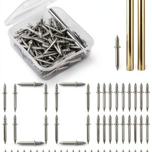 100PCS Double Headed Skirting Nails,Skirting Thread Seamless Nail,Double-Headed Nails, Non Marking Double Sided Nails,Invisible Screws with 1pcs Specific Sleeve Tool.-0