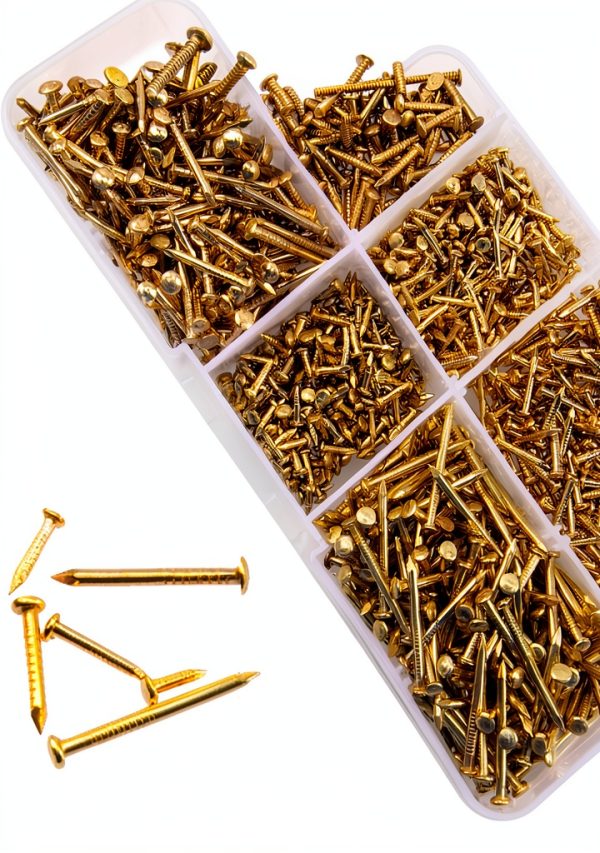 Small Tiny Nails 1200Pcs Brass Plated M1.2/1.5 Assortment Kit-3