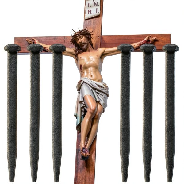Crucifix Iron Nails 6 Inch by Sosation Roman Flat Head Metal Replicas-0
