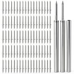 300 Pcs Double-Head Skirting Thread Seamless Nail, Invisible Double-Sided Nails for Baseboards & Trim, No Mark No Hole Fasteners with 3 Sleeve Tools for Solid Wood Baseboard-0