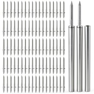 300 Pcs Double-Head Skirting Thread Seamless Nail, Invisible Double-Sided Nails for Baseboards & Trim, No Mark No Hole Fasteners with 3 Sleeve Tools for Solid Wood Baseboard-0