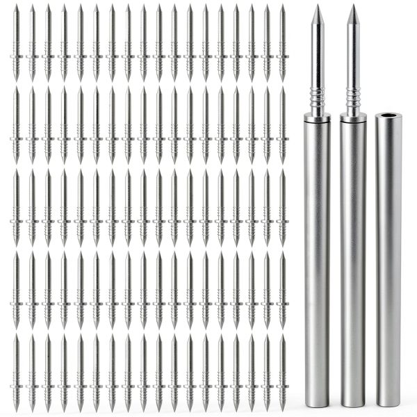 300 Pcs Double-Head Skirting Thread Seamless Nail, Invisible Double-Sided Nails for Baseboards & Trim, No Mark No Hole Fasteners with 3 Sleeve Tools for Solid Wood Baseboard-0