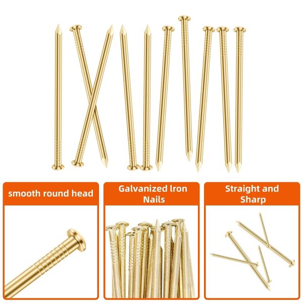 Mellewell 2 Inch Gold Hardware Nails Round Head Small Size 200 pcs-2