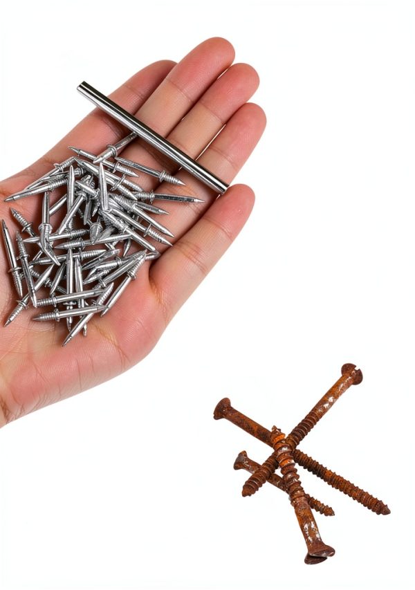 100PCS Double Headed Skirting Nails,Skirting Thread Seamless Nail,Double-Headed Nails, Non Marking Double Sided Nails,Invisible Screws with 1pcs Specific Sleeve Tool.-7